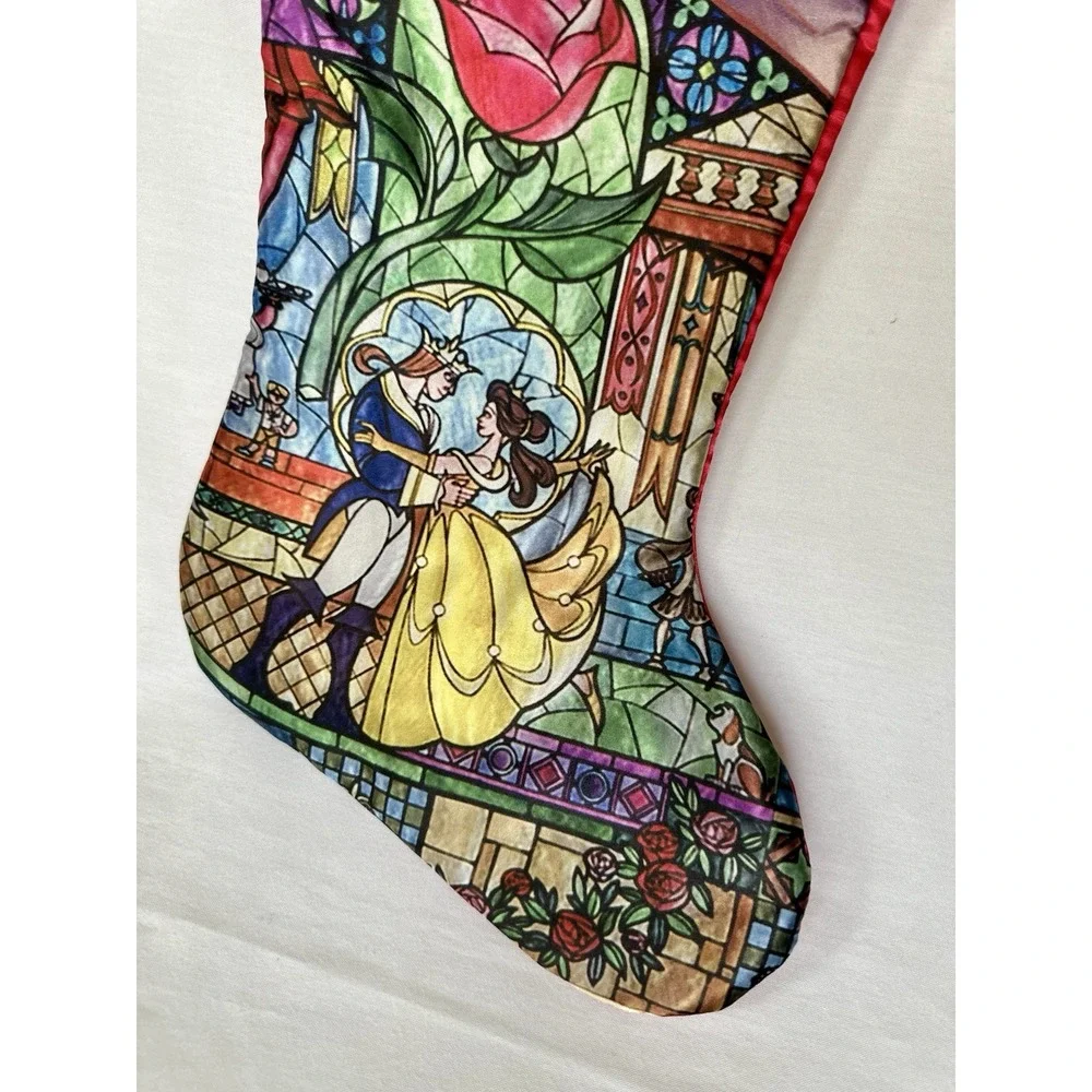 DISNEY PRINCESS CHRISTMAS STOCKING~BELLE~Beauty & Beast‎ Stained Glass Effect